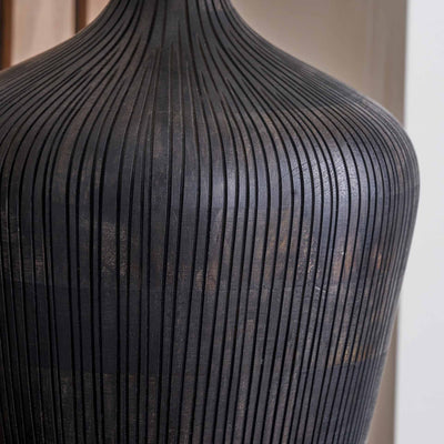 Margao Antique Black Wood Tall Table Lamp Base