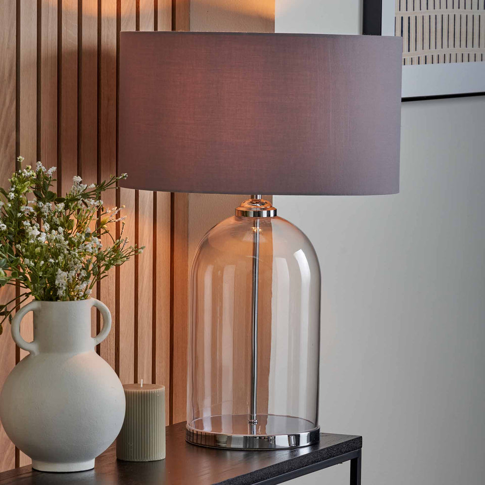 Bella Clear Glass and Silver Table Lamp Lighting