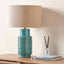 Saliya Aquamarine Stoneware Etch Detail Table Lamp Base | Ruma