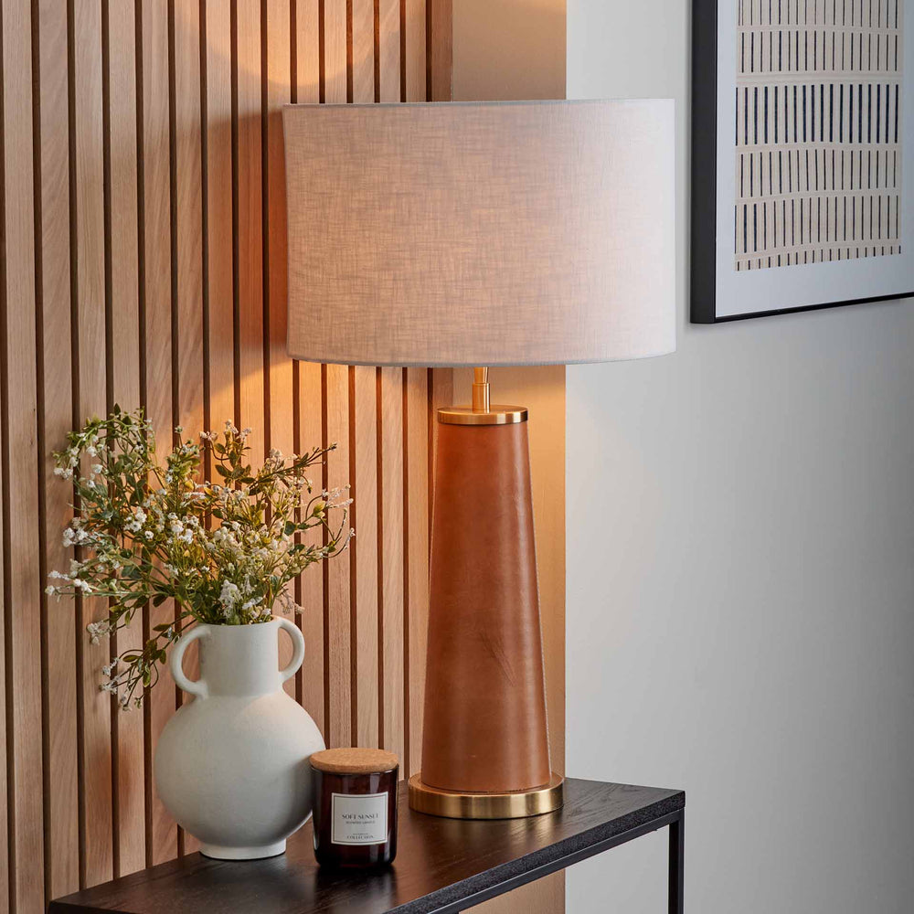 Lorenzo Brown Leather Table Lamp Base