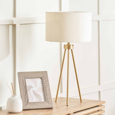 Vitti Brushed Brass Tripod Table Lamp