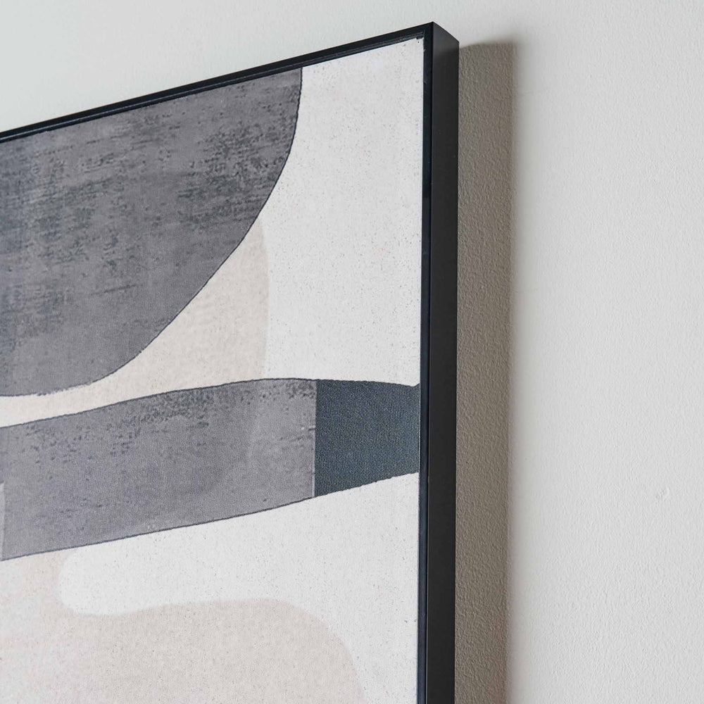 Amory Natural, Grey and Black Oval Design Framed Canvas | Ruma