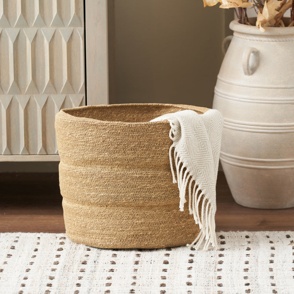 Kati Seagrass Natural Ribbed Basket