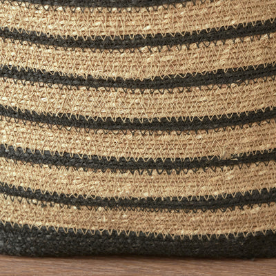Nada Seagrass Natural, Black and Terracotta Stripe Square Basket