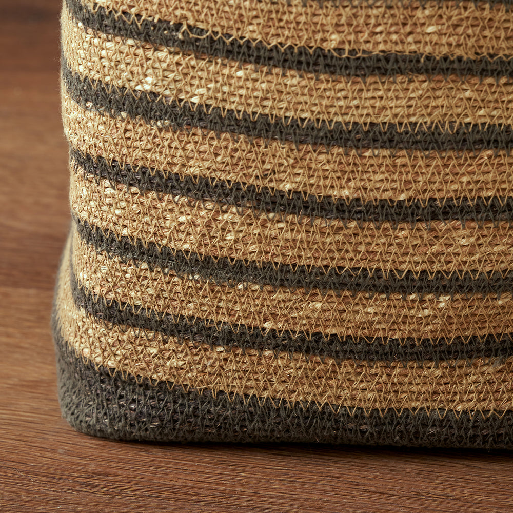 Nada Seagrass Natural, Grey and Lilac Stripe Square Basket