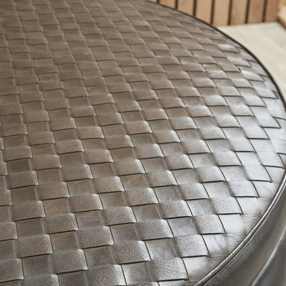 Luis Peppercorn Leather Storage Pouffe