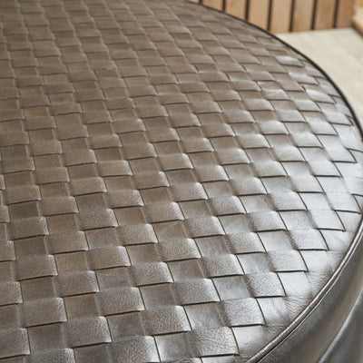 Luis Peppercorn Leather Storage Pouffe
