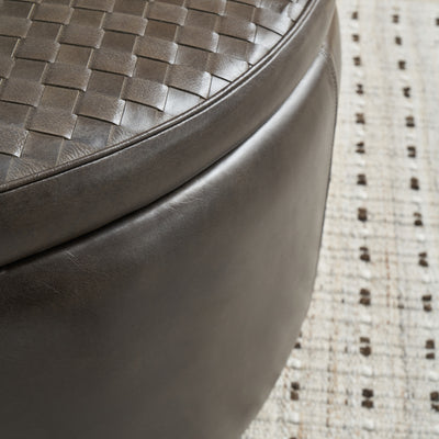 Luis Peppercorn Leather Storage Pouffe