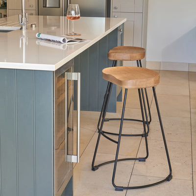 Lovissa Wood and Black Frame Bar Stool