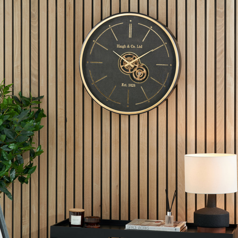 Jax Black and Champagne Gold Cog Wall Clock