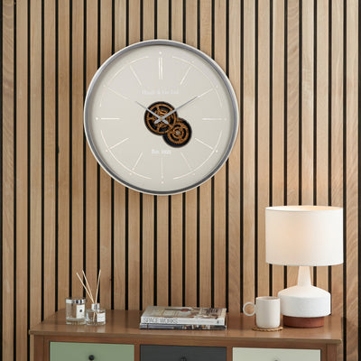 Jax Ivory and Silver Cog Wall Clock