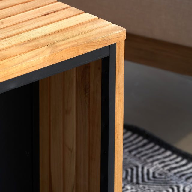 Cosibridge Teak and Black Rectangle Fire Pit Table
