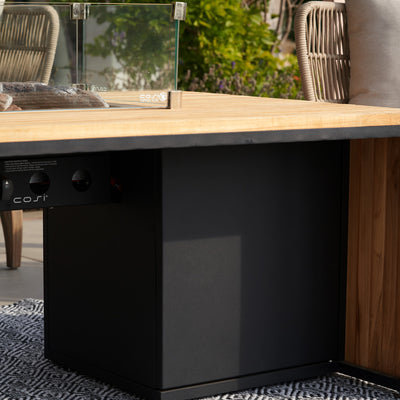 Cosibridge Teak and Black Rectangle Fire Pit Table