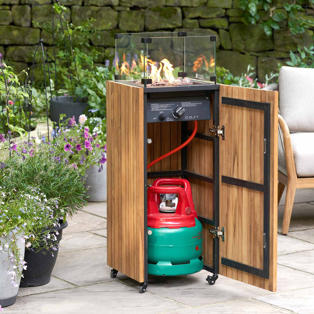 Cosipillar Teak Square Fire Lantern
