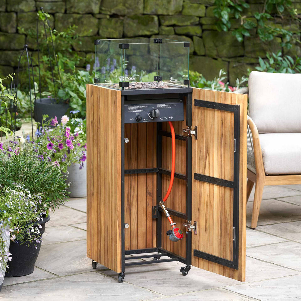 Cosipillar Teak Square Fire Lantern