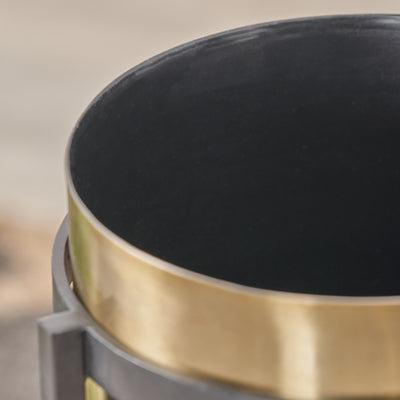 Barrique Brass and Matt Black Floor Planter Large
