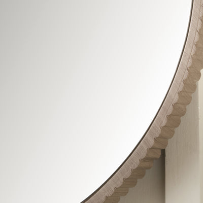Sonia Natural Oak Textured Edge Round Wall Mirror