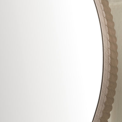 Sonia Natural Oak Textured Edge Round Wall Mirror