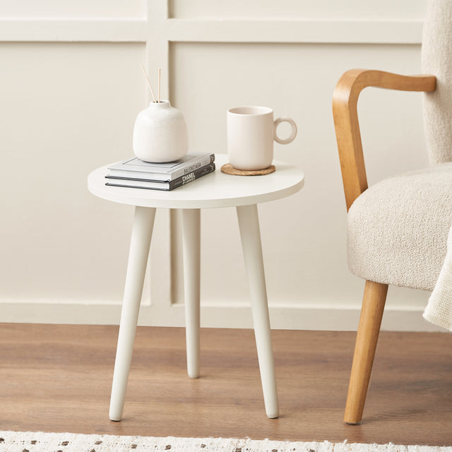 Stockton Linen Pine Wood Side Table