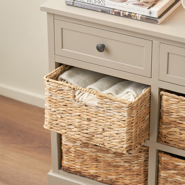 Hartland Putty Pine Wood and Banana Leaf Drawer Unit