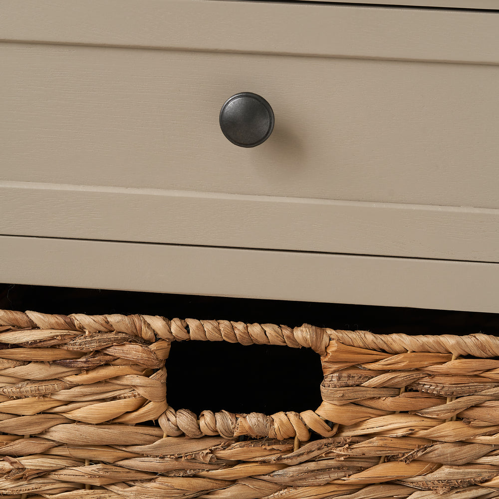 Hartland Putty Pine Wood and Banana Leaf Drawer Unit
