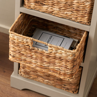 Hartland Putty Pine Wood and Banana Leaf Drawer Unit Tall