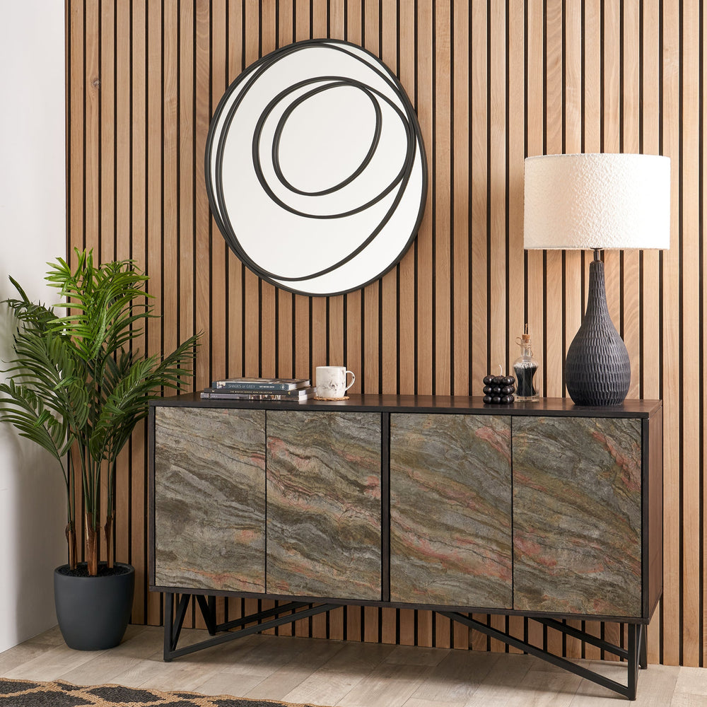 Dasia Black Mango Wood and Stone Veneer Sideboard