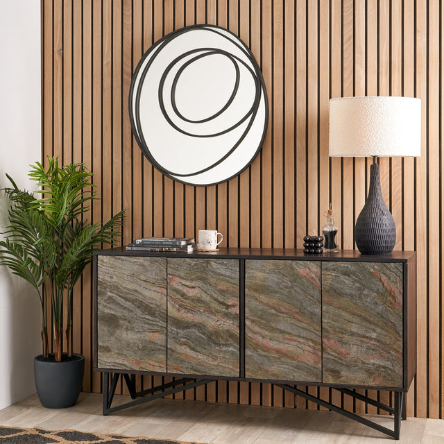 Dasia Black Mango Wood and Stone Veneer Sideboard