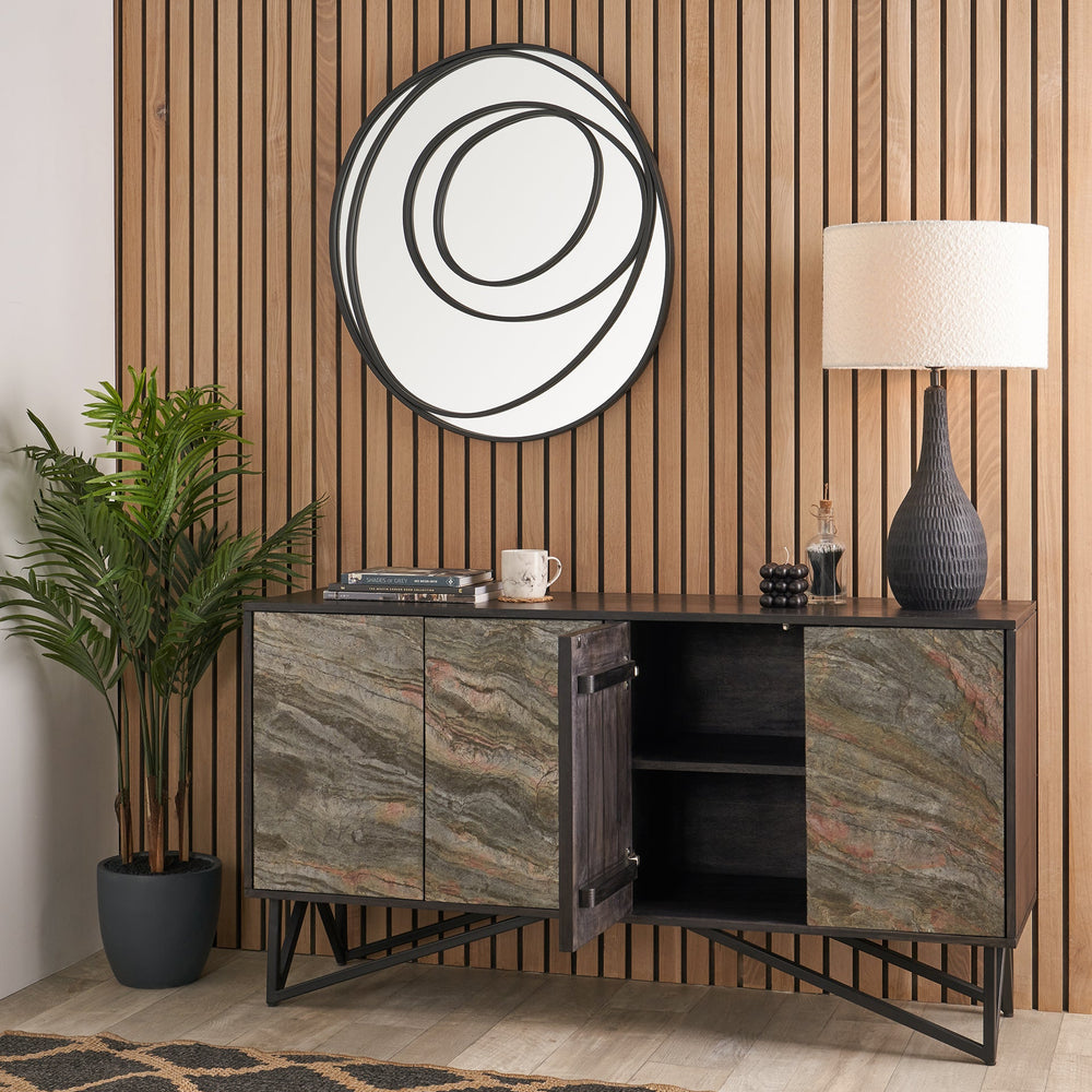 Dasia Black Mango Wood and Stone Veneer Sideboard