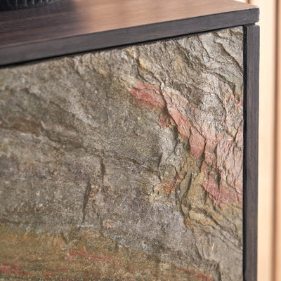 Dasia Black Mango Wood and Stone Veneer Sideboard