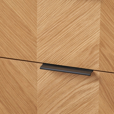 Rhylie Black and Natural Chevron Oak Wood Sideboard