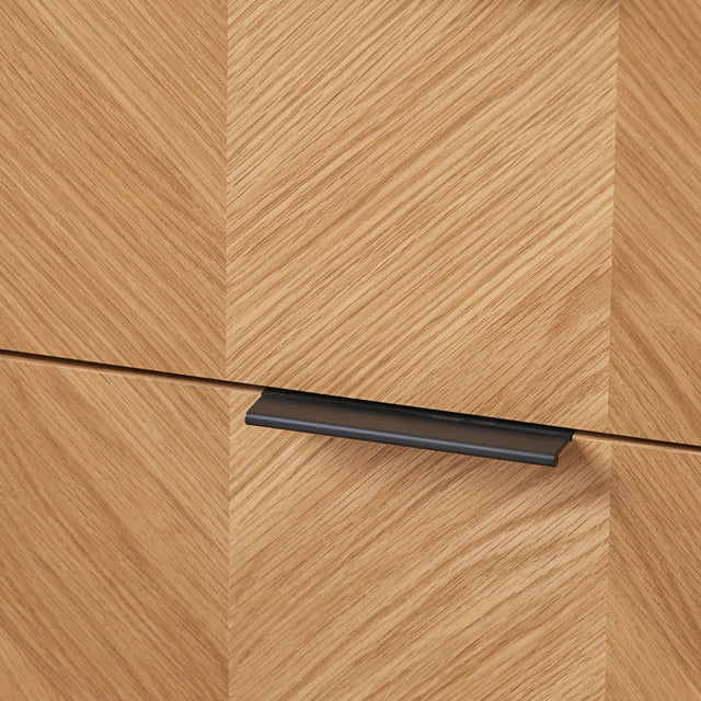 Rhylie Black and Natural Chevron Oak Wood Sideboard