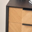 Rhylie Black and Natural Chevron Oak Wood Bedside Table Set Of 2