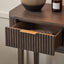 Reya Dark Brown Ribbed Oak Wood Console Table