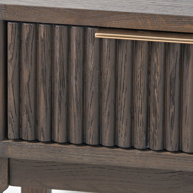 Reya Dark Brown Ribbed Oak Wood Unit