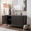 Reya Dark Brown Ribbed Oak Wood Sideboard