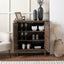 Reya Dark Brown Ribbed Oak Wood Bar Cabinet