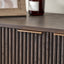 Reya Dark Brown Ribbed Oak Wood Bar Cabinet