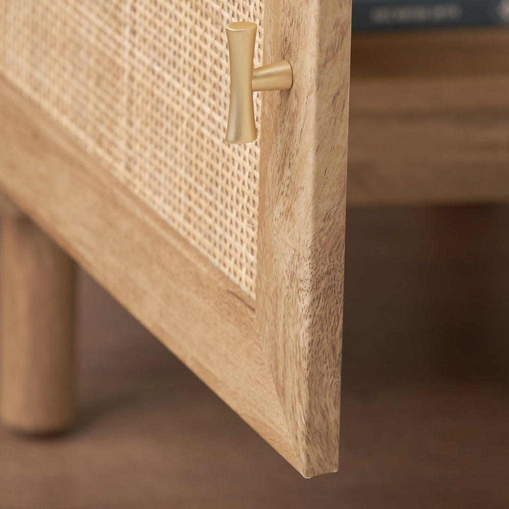 Hendrix Natural Rattan 1 Door Bedside Table Set of 2