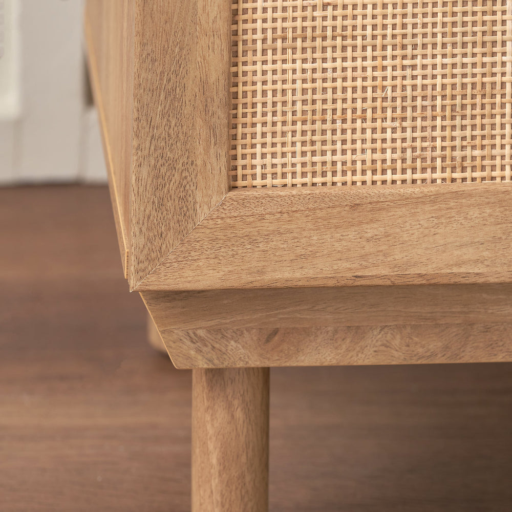 Hendrix Natural Rattan 1 Door Bedside Table Set of 2