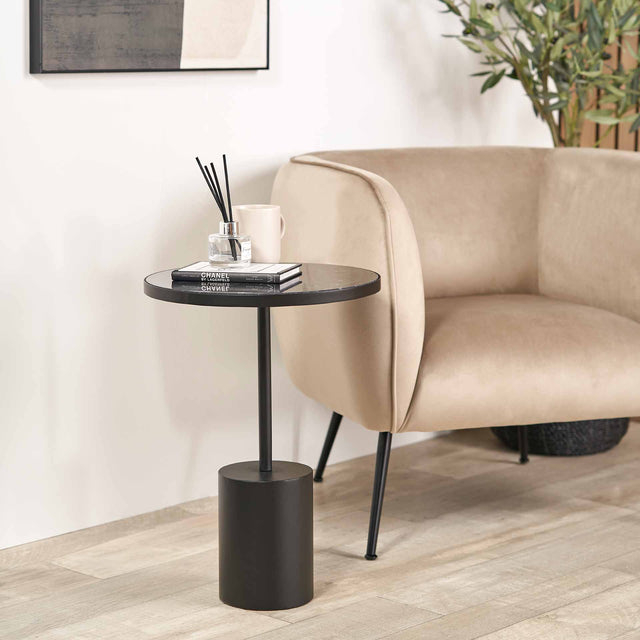 Marco Black Marble Small Side Table