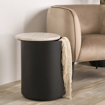Reed Natural Marble Effect Storage Side Table