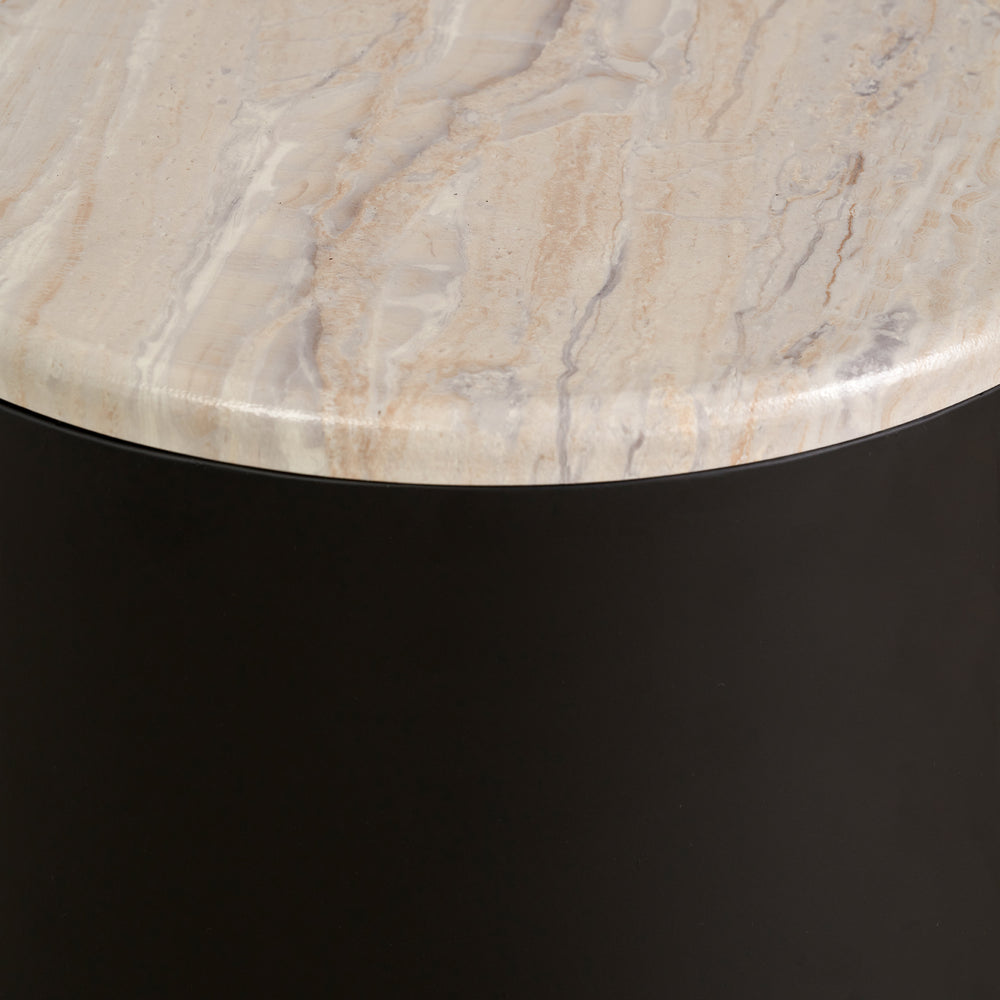 Reed Natural Marble Effect Storage Side Table