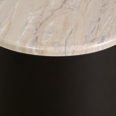 Reed Natural Marble Effect Storage Side Table