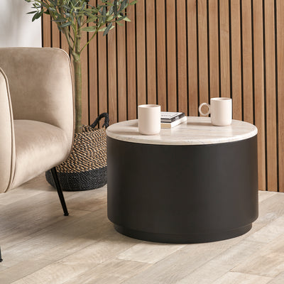 Reed Natural Marble Effect Storage Coffee Table