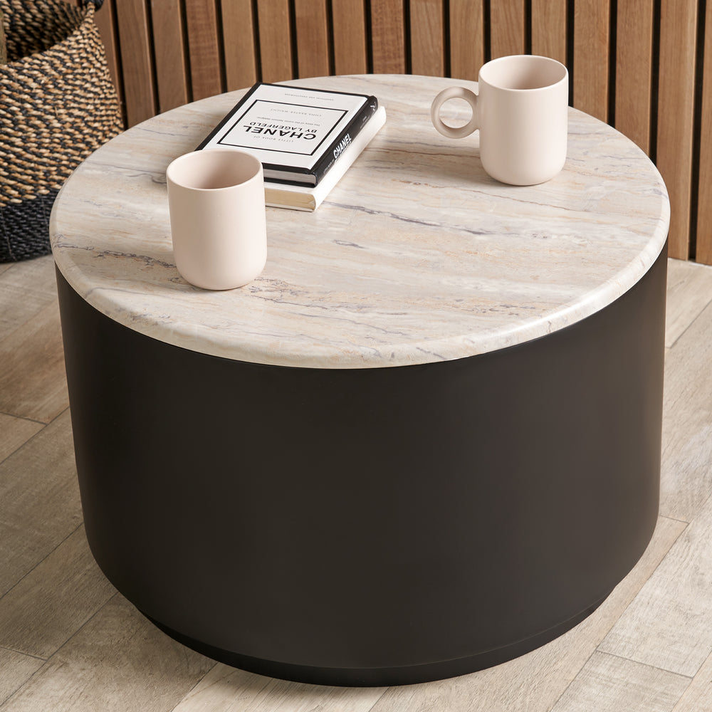 Reed Natural Marble Effect Storage Coffee Table
