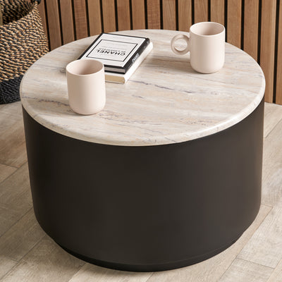 Reed Natural Marble Effect Storage Coffee Table