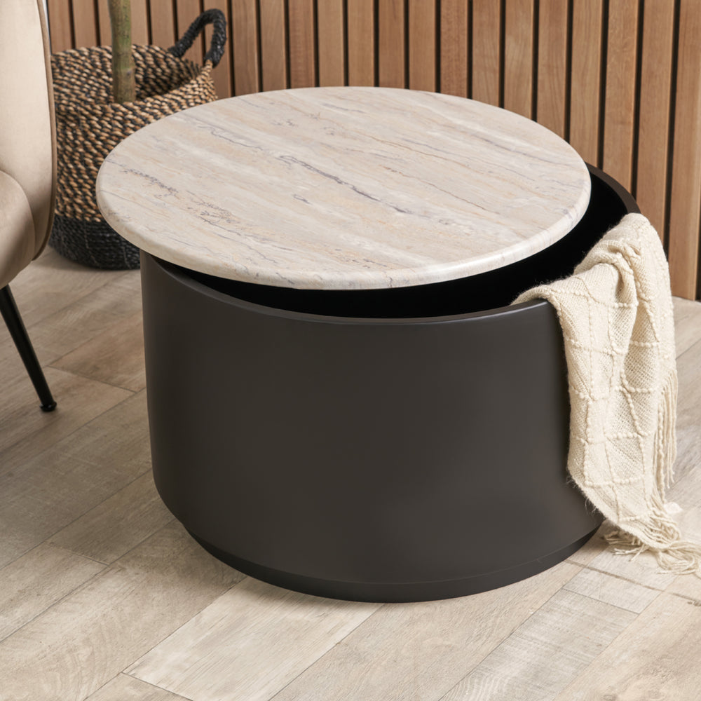 Reed Natural Marble Effect Storage Coffee Table