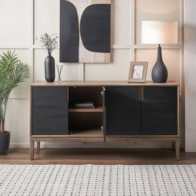 Giovanna Black and Natural Acacia Wood Sideboard