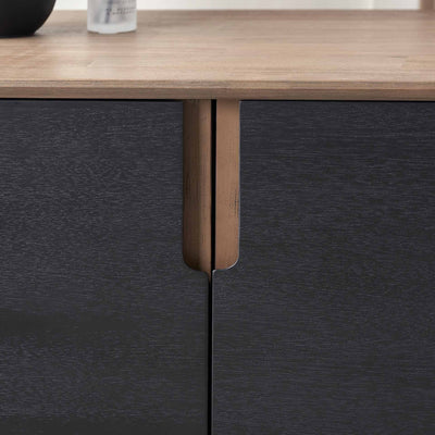 Giovanna Black and Natural Wood Dining Room Furniture Set